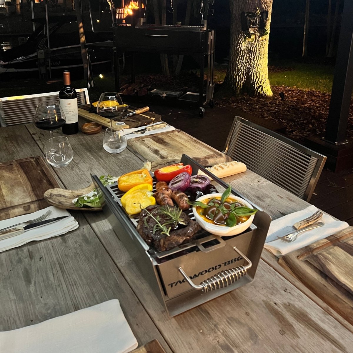 Tagwood BBQ Table Top Warming Brazier | Stainless steel and Acacia wood | BBQ07SS | Outdoorium