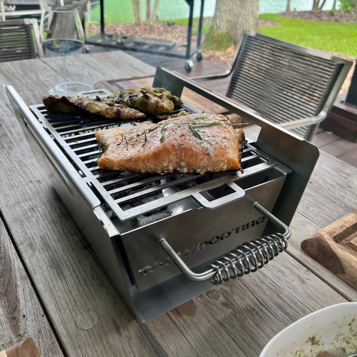 Tagwood BBQ Table Top Warming Brazier | Stainless steel and Acacia wood | BBQ07SS | Outdoorium