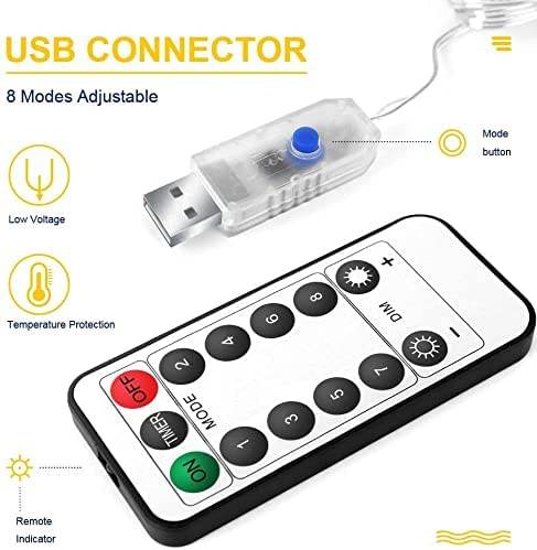USB Powered 300 LED Curtain String Light with 8 Modes and Remote Control for Bedroom Party Wedding Decorations - Outdoorium