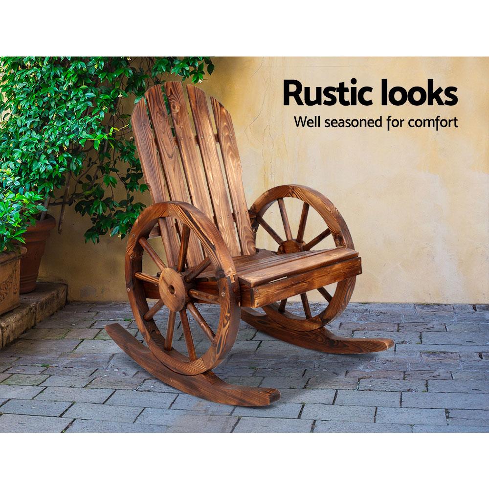 Wagon Wheels Rocking Chair - Brown - Outdoorium