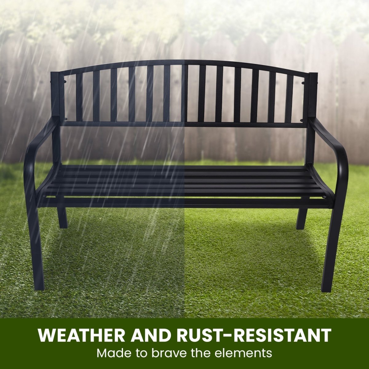 Wallaroo Steel Outdoor Garden Bench - Classic - Outdoorium