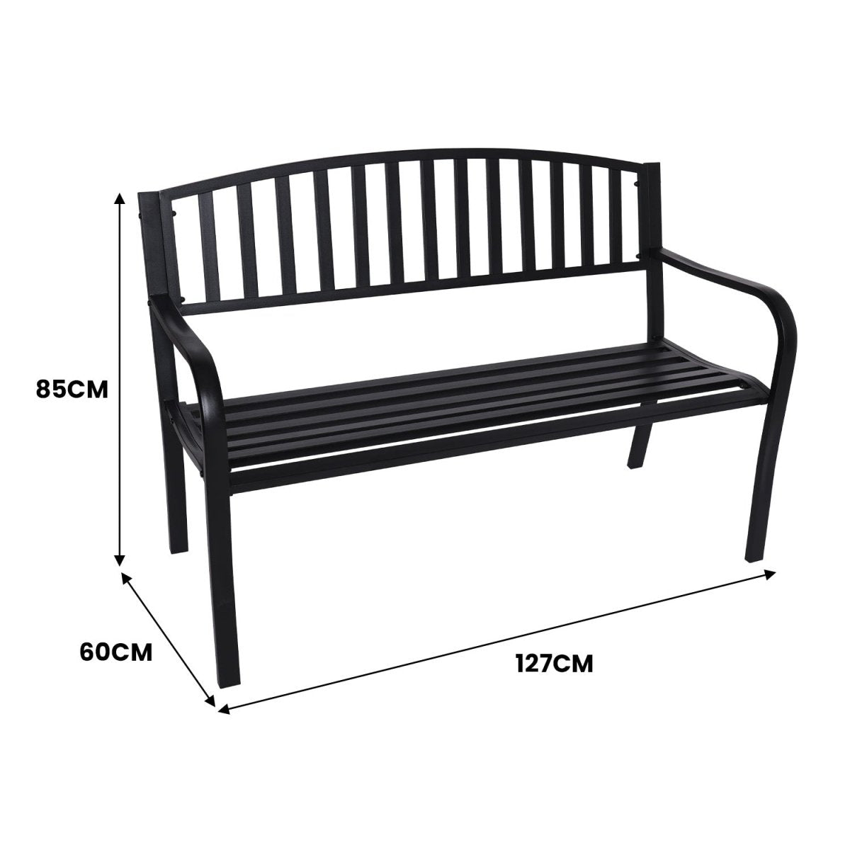 Wallaroo Steel Outdoor Garden Bench - Classic - Outdoorium