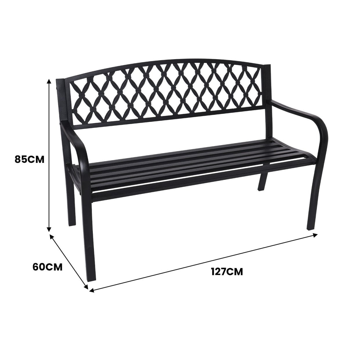 Wallaroo Steel Outdoor Garden Bench - Diamond - Outdoorium