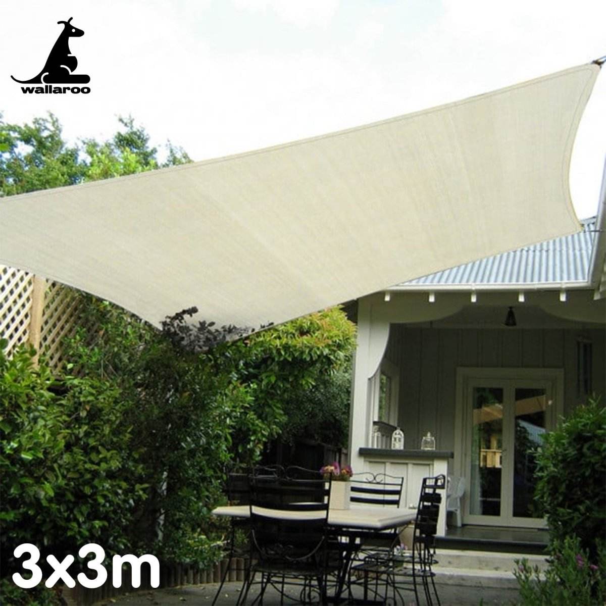 Wallaroo UV-Stabilised Waterproof Shade Sail 3x3M - Outdoorium