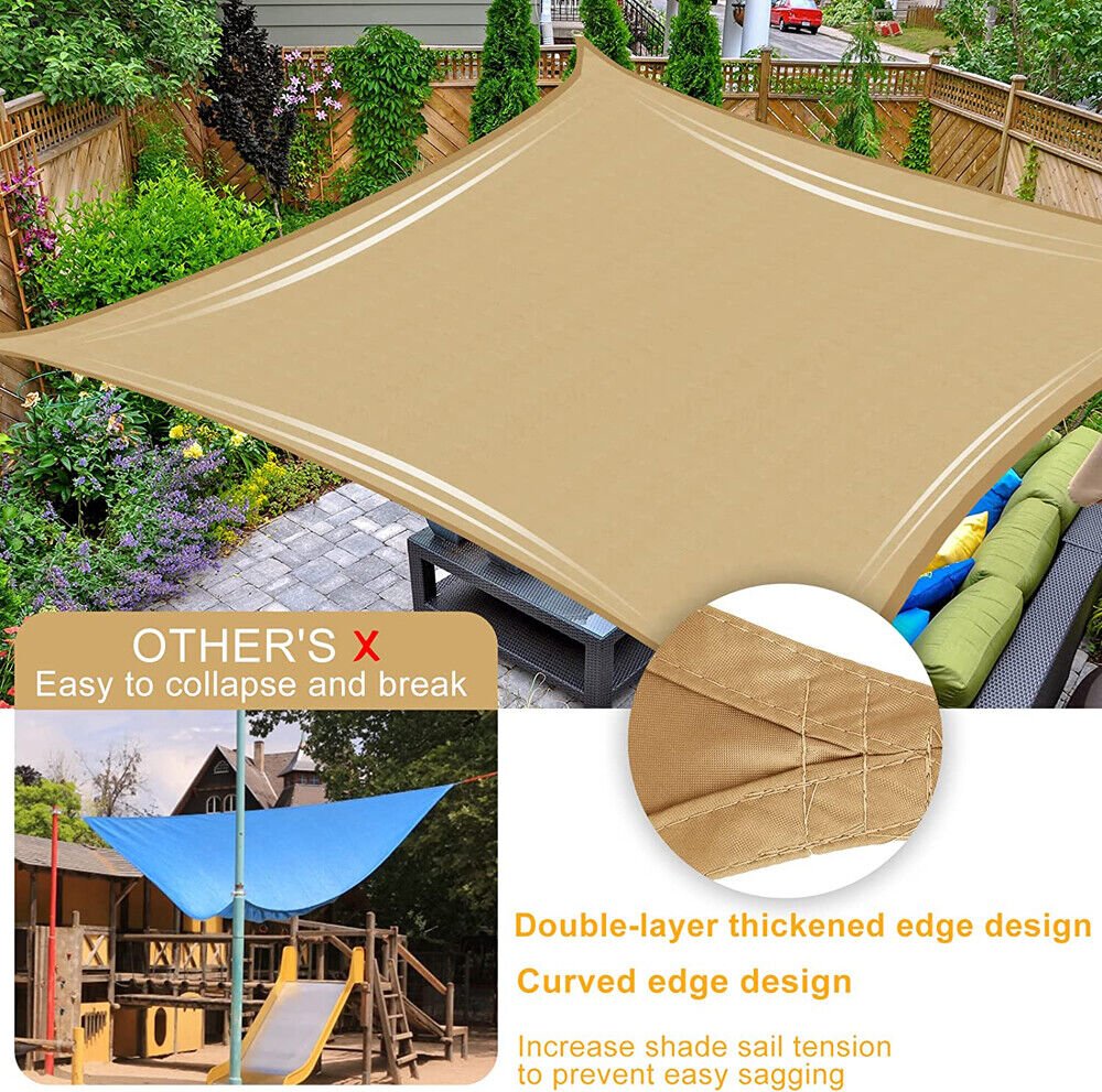 Waterproof Shade Sail Awning Cloth Rectangle Triangle Square Sand Sun Canopy AU - Outdoorium