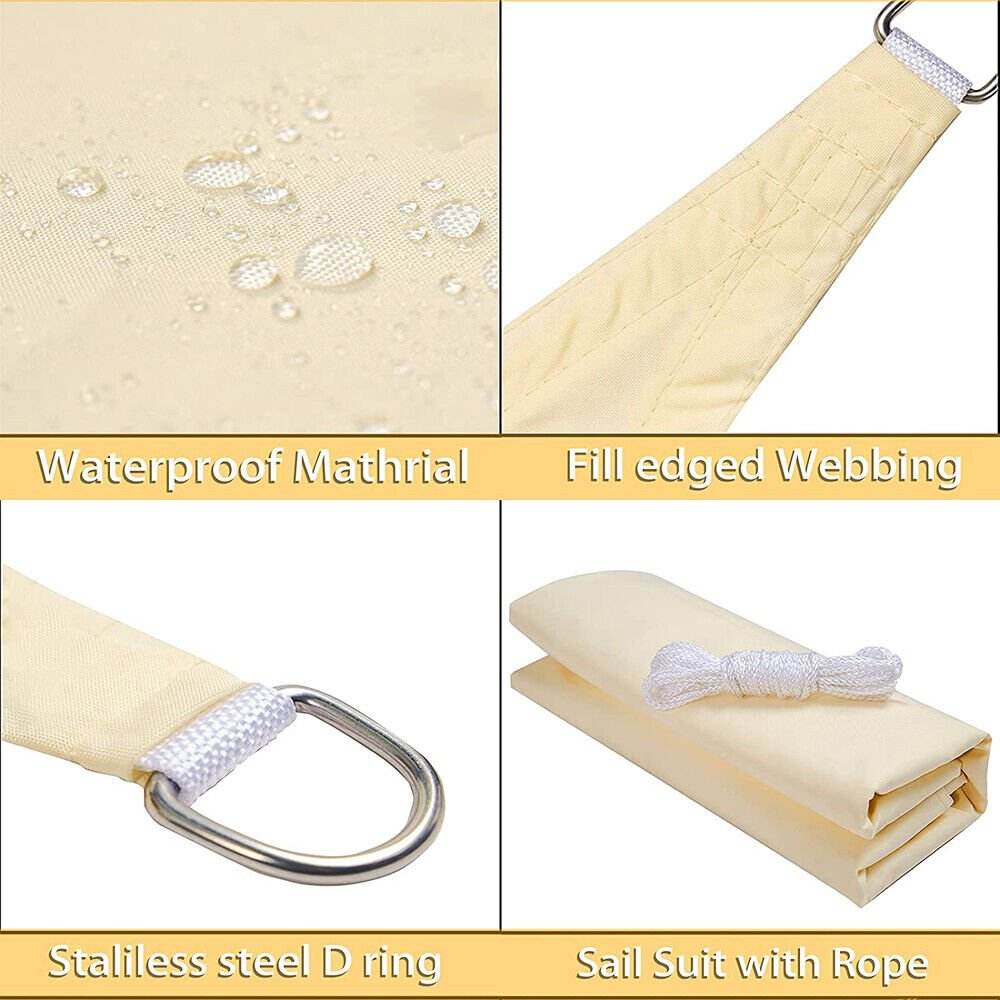 Waterproof Shade Sail Awning Cloth Rectangle Triangle Square Sand Sun Canopy AU - Outdoorium