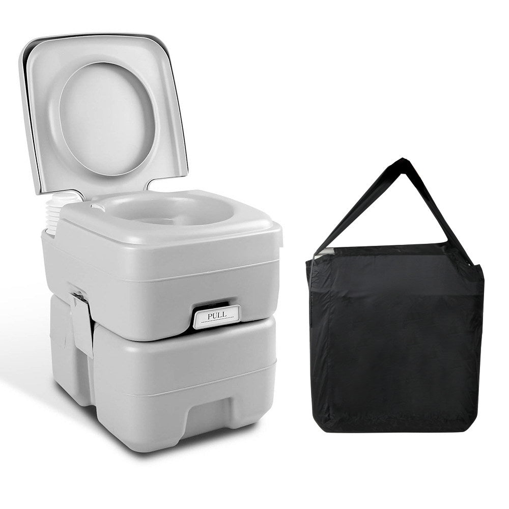 Weisshorn 20L Portable Outdoor Camping Toilet with Carry Bag- Grey - Outdoorium