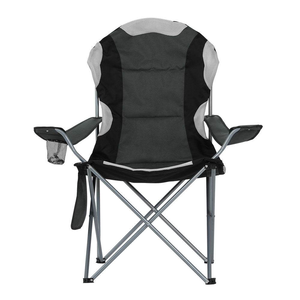 Weisshorn Camping Folding Chair Portable Outdoor Hiking Fishing Picnic Grey 2pcs - Outdoorium
