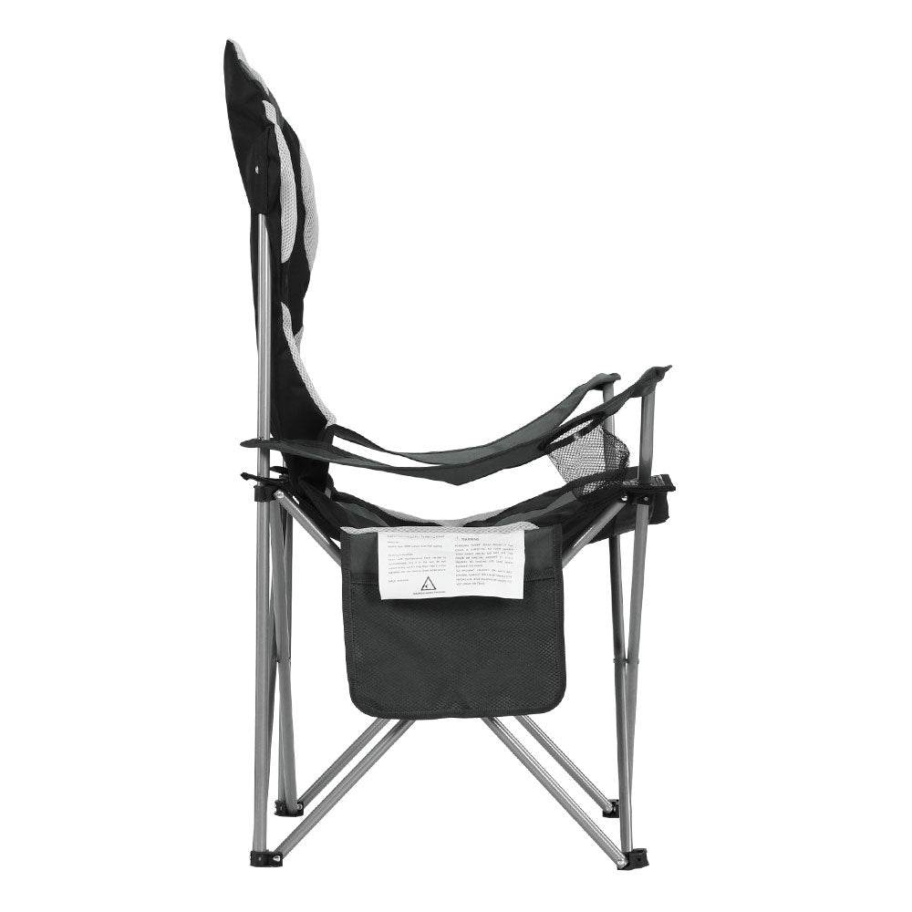 Weisshorn Camping Folding Chair Portable Outdoor Hiking Fishing Picnic Grey 2pcs - Outdoorium