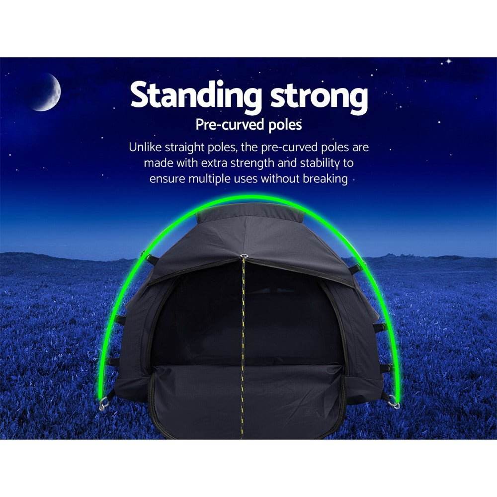 Weisshorn Camping Swag Single Biker Tent Free Standing Canvas Ripstop Grey - Outdoorium