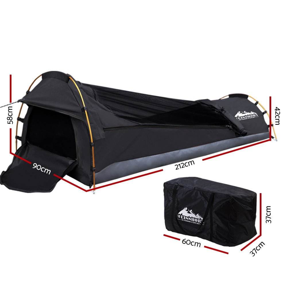 Weisshorn Camping Swag Single Biker Tent Free Standing Canvas Ripstop Grey - Outdoorium