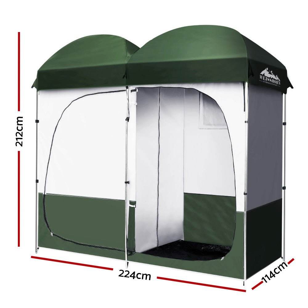 Weisshorn Double Camping Shower Toilet Tent Outdoor Portable Change Room - Outdoorium