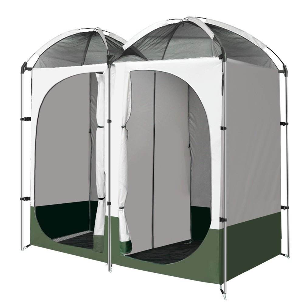 Weisshorn Double Camping Shower Toilet Tent Outdoor Portable Change Room - Outdoorium