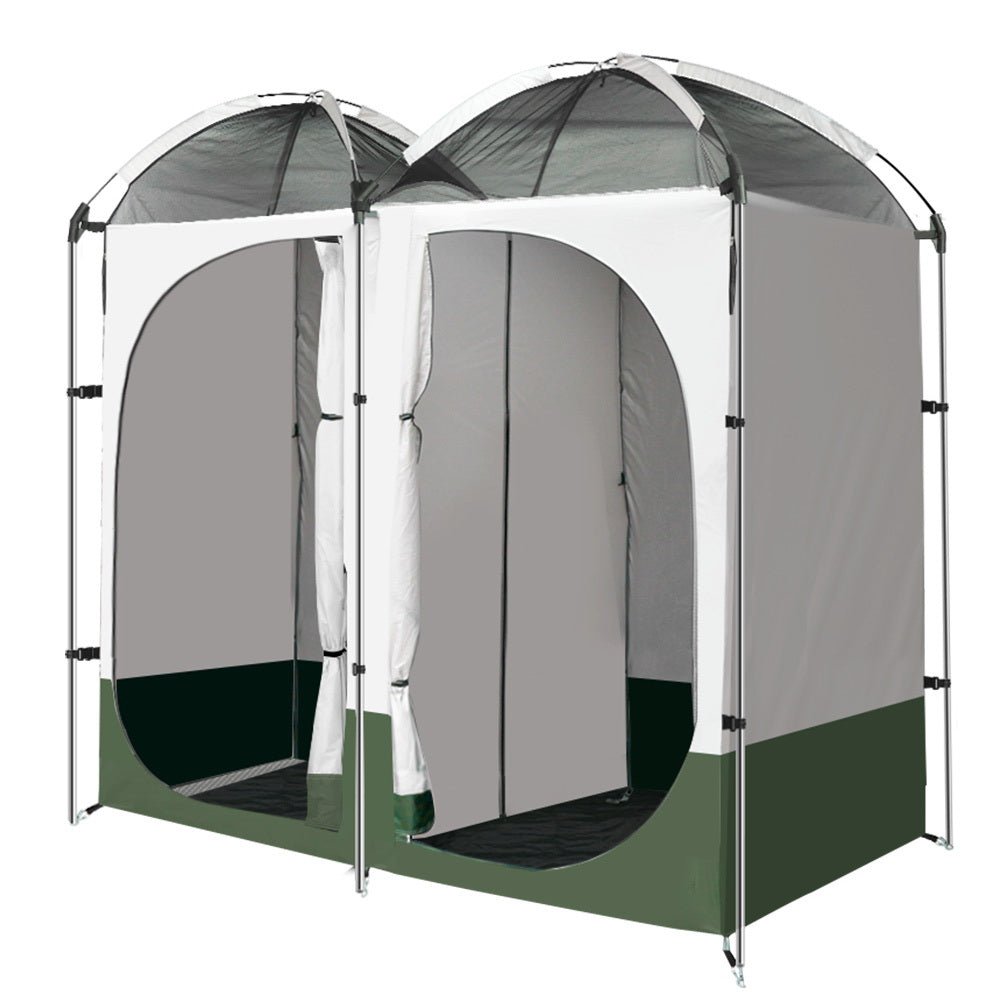 Weisshorn Double Camping Shower Toilet Tent Outdoor Portable Change Room Green - Outdoorium