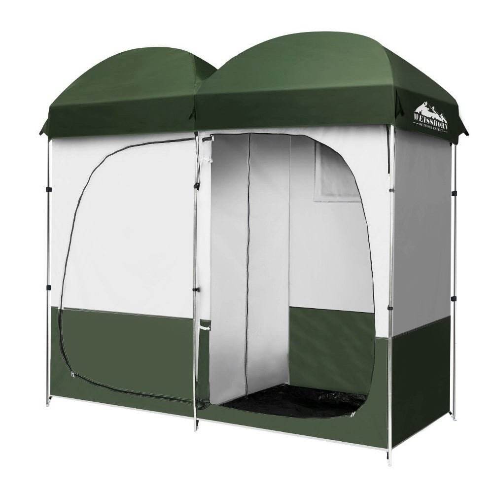 Weisshorn Double Camping Shower Toilet Tent Outdoor Portable Change Room - Outdoorium