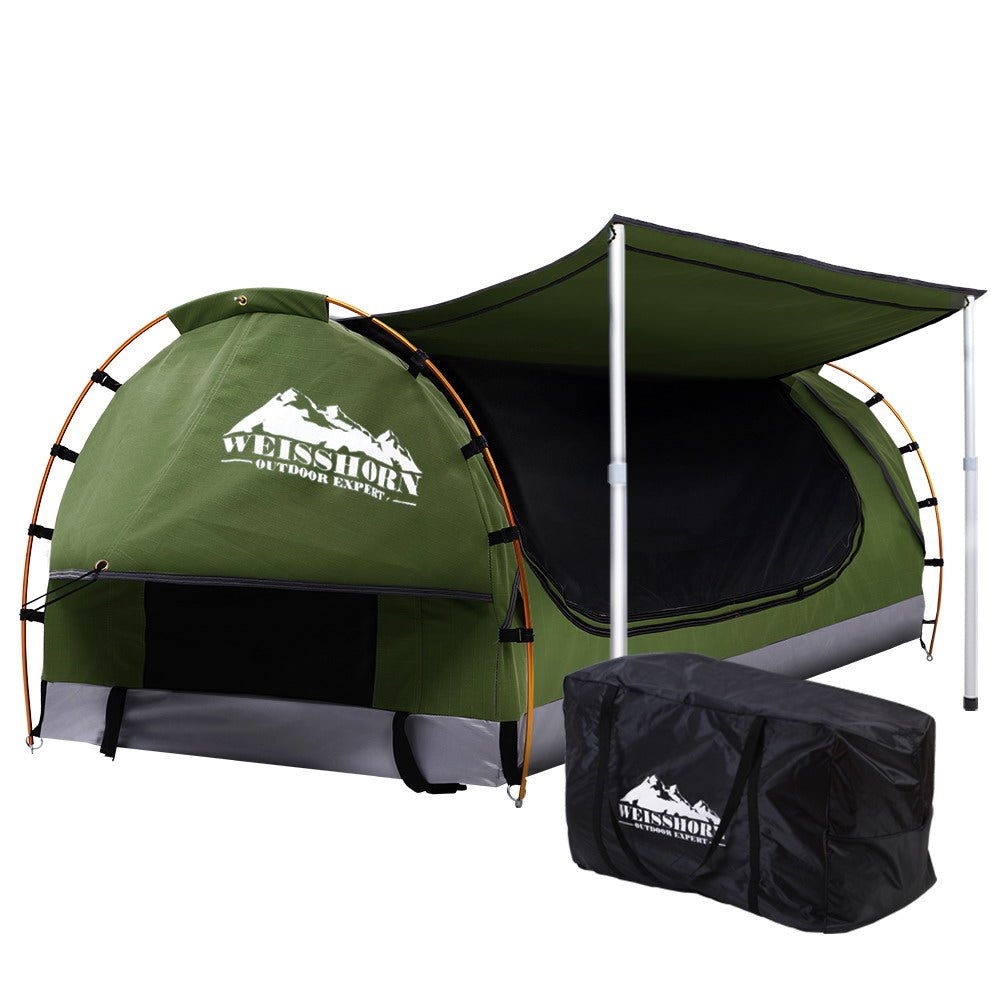 Weisshorn Double Swag Camping Swags Canvas Free Standing Dome Tent Celadon - Outdoorium