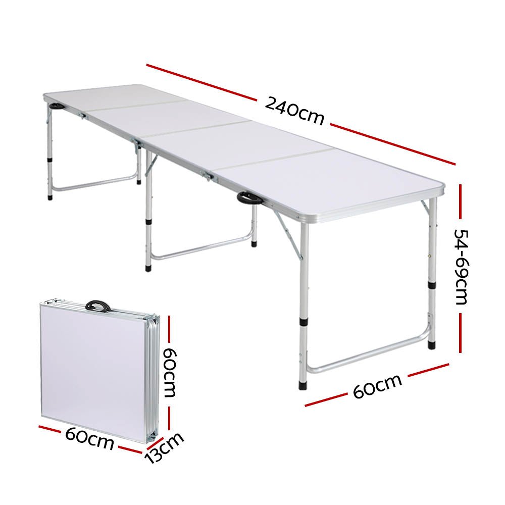 Weisshorn Camping Table Folding Aluminum Portable BBQ Outdoor 240CM - Outdoorium