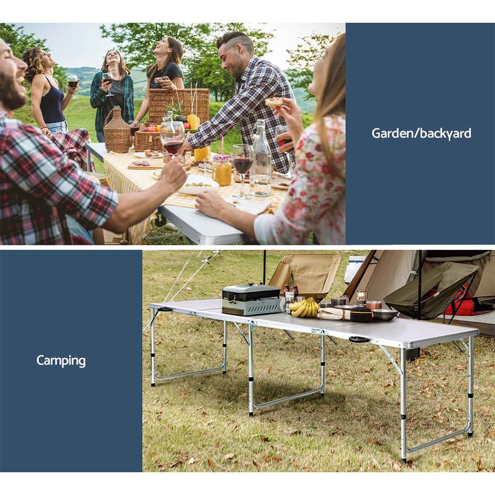 Weisshorn Camping Table Folding Aluminum Portable BBQ Outdoor 240CM - Outdoorium