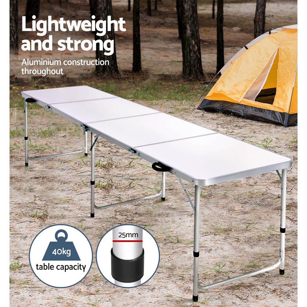 Weisshorn Camping Table Folding Aluminum Portable BBQ Outdoor 240CM - Outdoorium