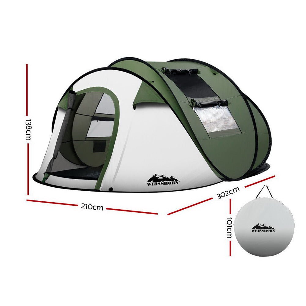 Weisshorn Instant Up Camping Tent 4-5 Person Pop up Tents Family Hiking Beach Dome - Outdoorium