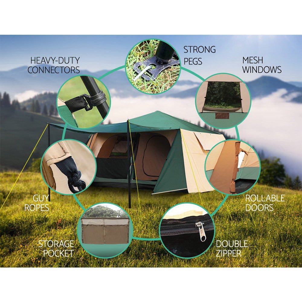 Weisshorn Instant Up Camping Tent 8 Person Pop up Tents Family Hiking Dome Camp - Outdoorium