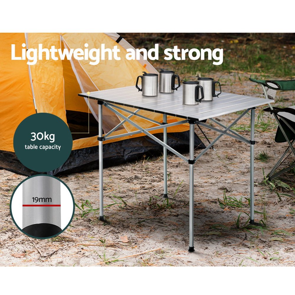 Weisshorn Camping Table Roll Up Aluminum Portable Desk Picnic 70CM - Outdoorium