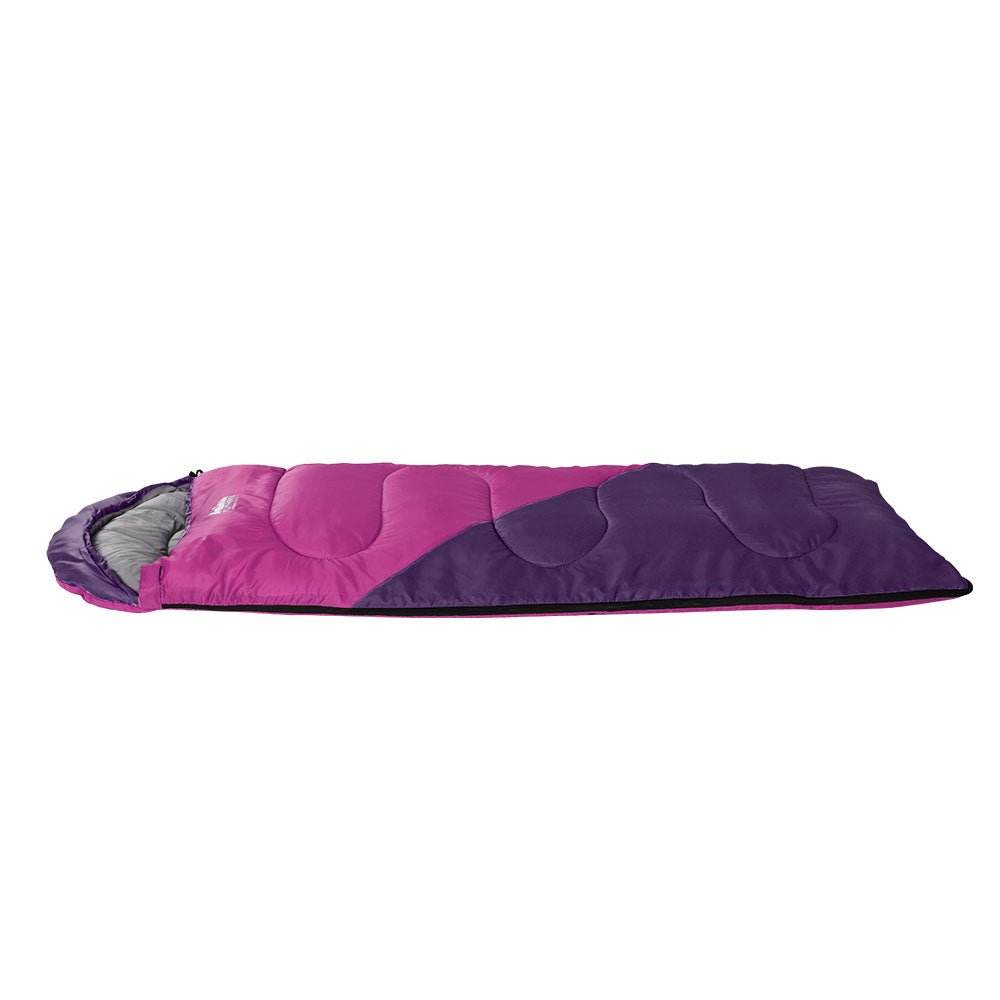 Weisshorn Sleeping Bag Kids Single 172cm Thermal Camping Hiking Pink - Outdoorium