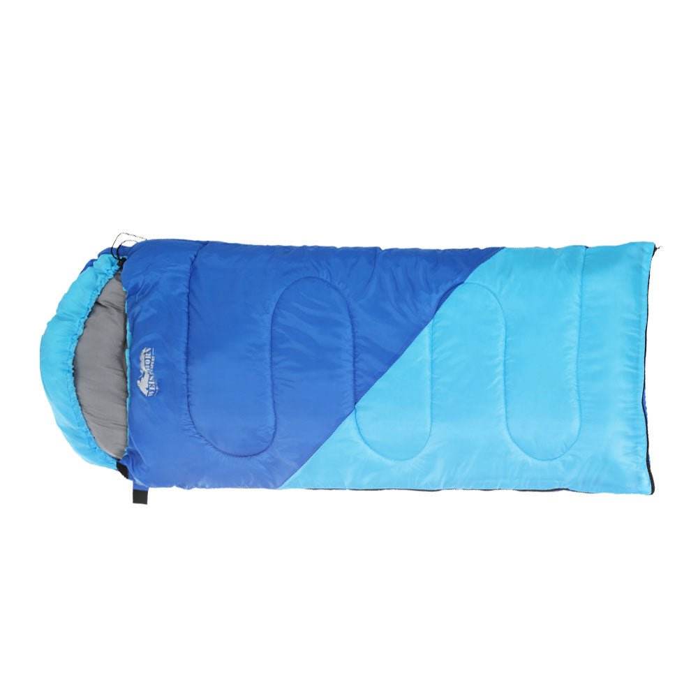 Weisshorn Sleeping Bag Kids Single 172cm Thermal Camping Hiking Blue - Outdoorium