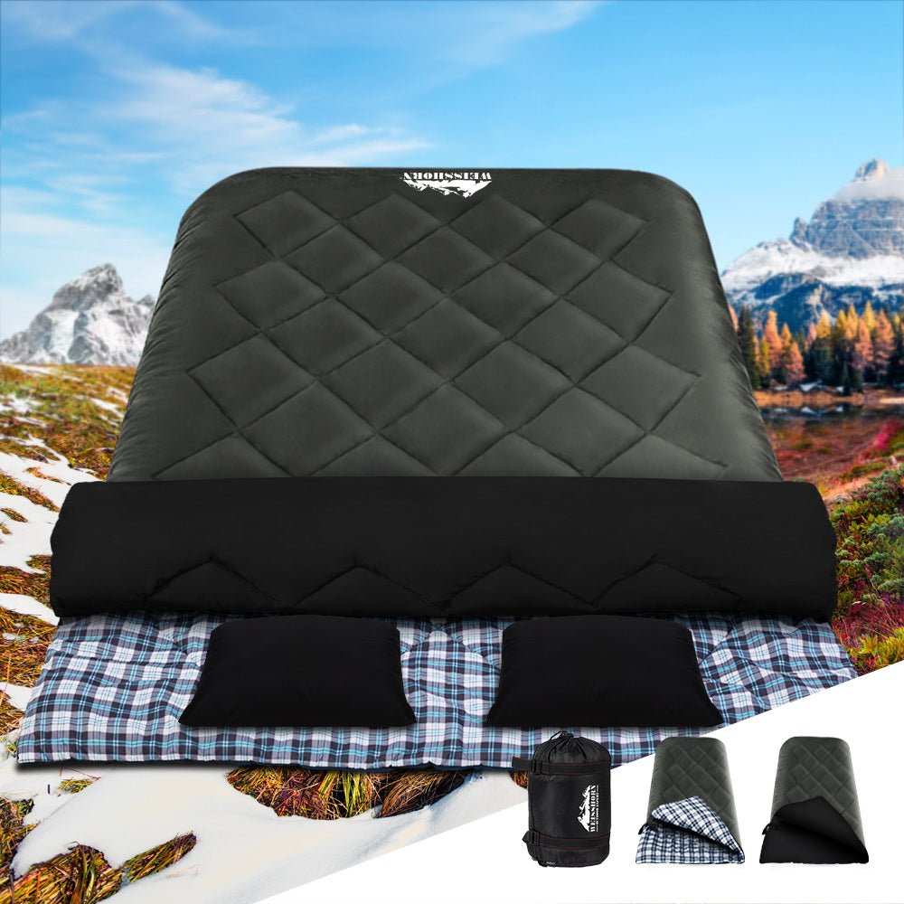 Weisshorn Sleeping Bag Camping Hiking Tent Outdoor Comfort 5 Degree Grey - Outdoorium