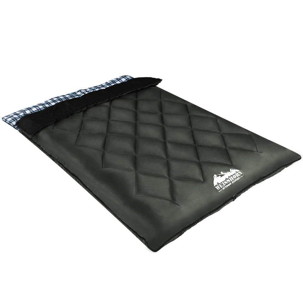 Weisshorn Sleeping Bag Double Pillow Thermal Camping Hiking Tent Grey -10�C - Outdoorium
