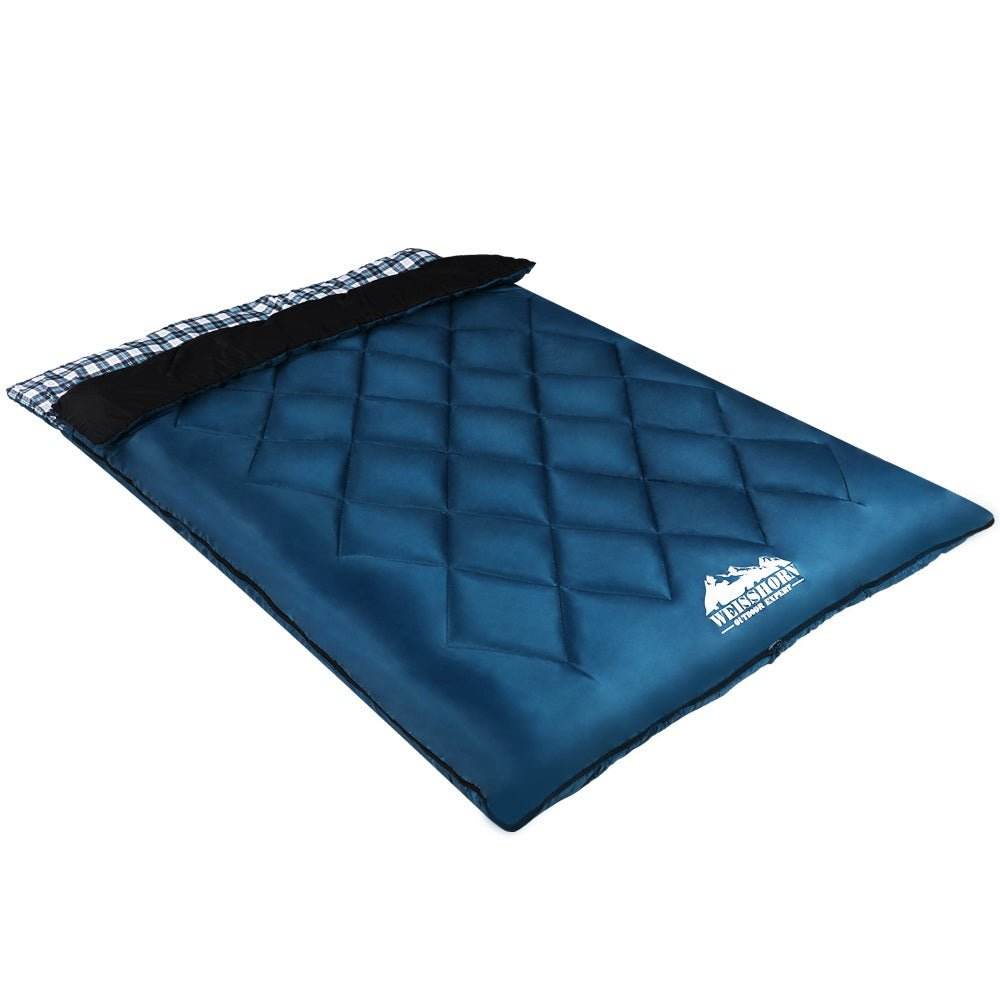 Weisshorn Sleeping Bag Double Pillow Thermal Camping Hiking Tent Blue -10�C - Outdoorium