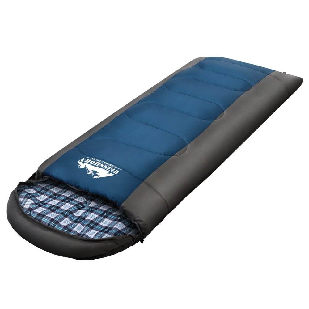 Weisshorn Sleeping Bag Single Thermal Camping Hiking Tent Blue -20�C - Outdoorium