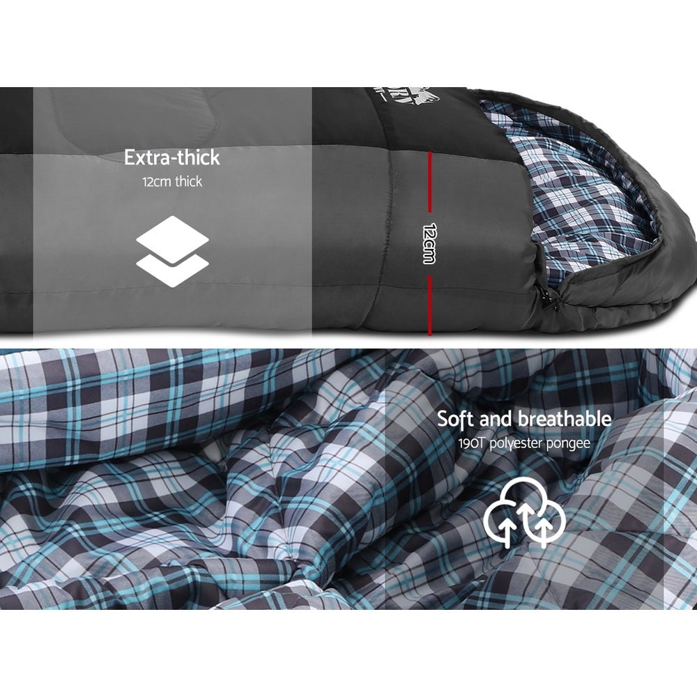 Weisshorn Sleeping Bag Camping Hiking Tent Winter Thermal Comfort 0 Degree Black - Outdoorium