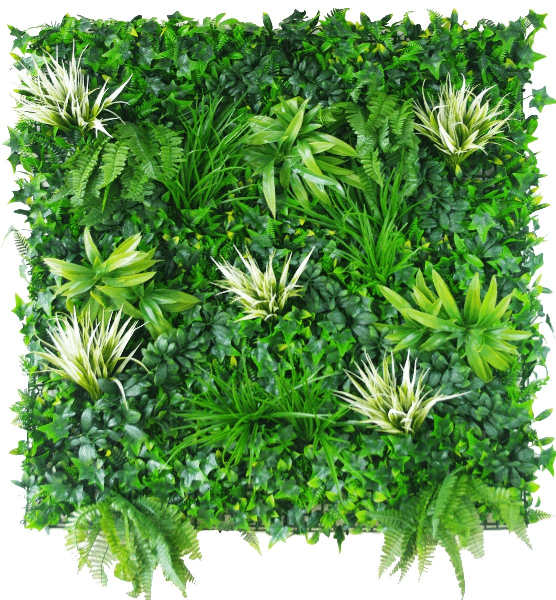White Grassy Greenery Vertical Garden / Green Wall UV Resistant 100cm x 100cm - Outdoorium
