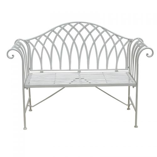 White Lavinia Iron Outdoor Bench - Outdoorium