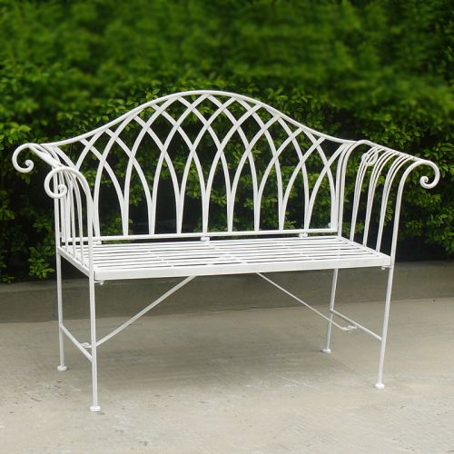 White Lavinia Iron Outdoor Bench - Outdoorium