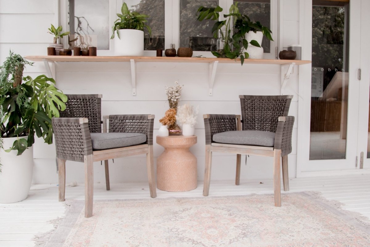 Wicker High Back Dining Chair Twinset - Grey - Outdoorium