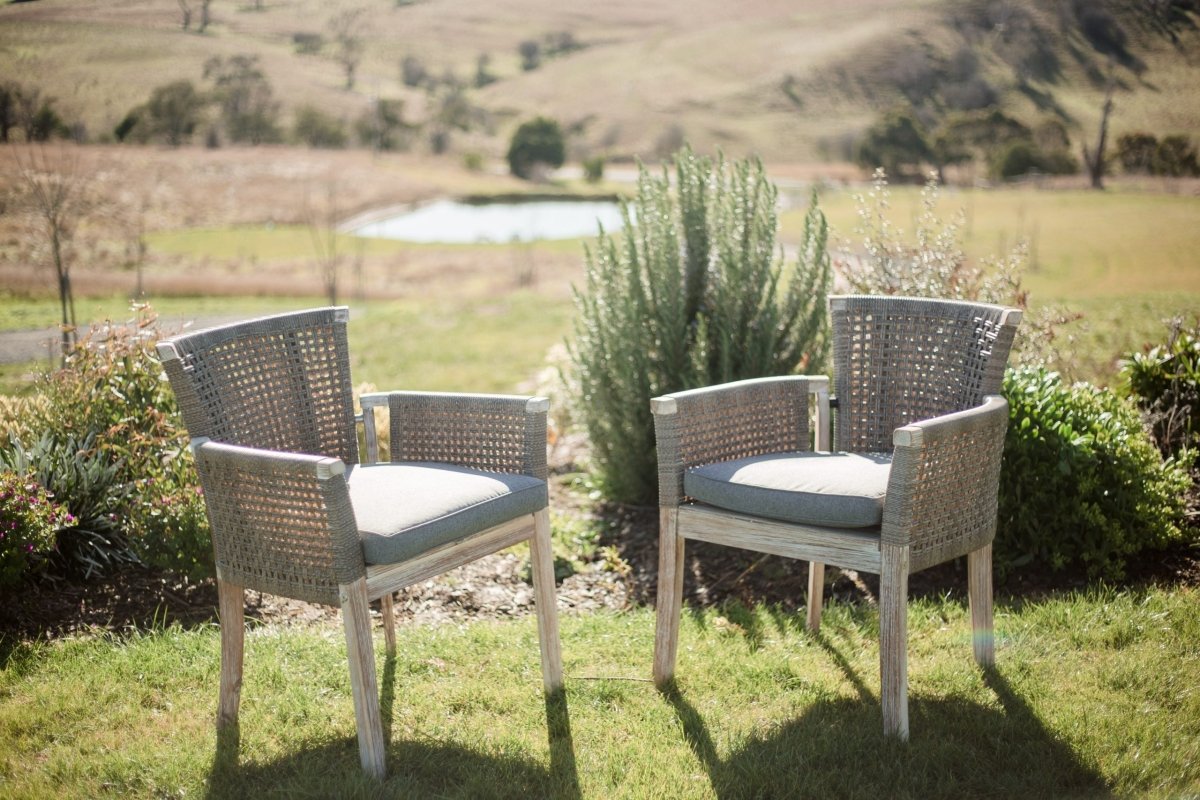 Wicker High Back Dining Chair Twinset - White - Outdoorium