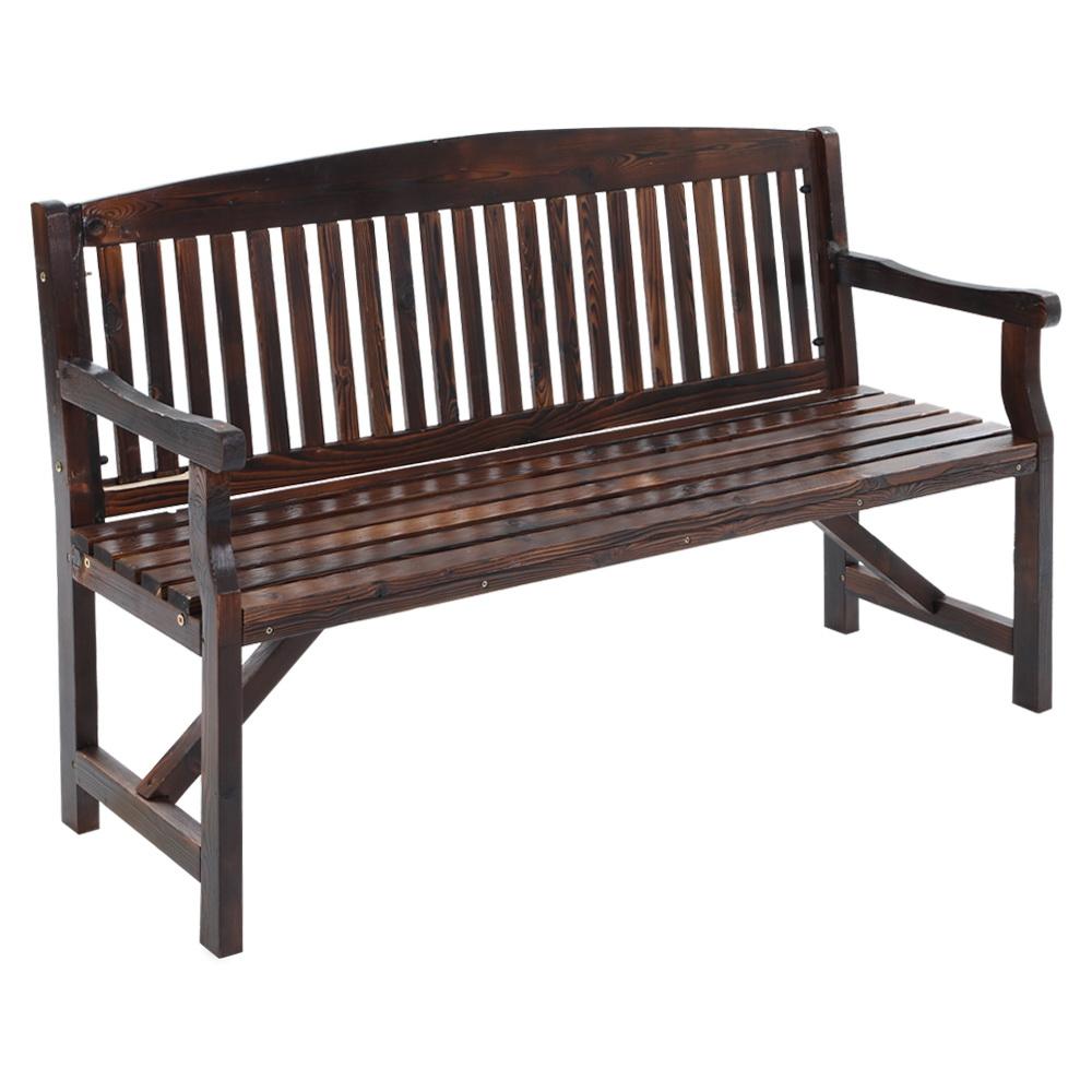 Wooden Garden Bench Chair Natural Outdoor Furniture Décor Patio Deck 3 Seater - Outdoorium