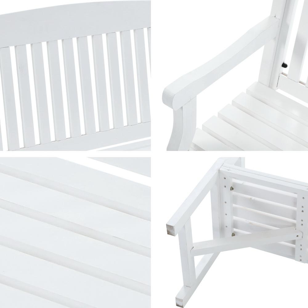 Gardeon Wooden Garden Bench Chair Outdoor Furniture Patio Deck 3 Seater White - Outdoorium