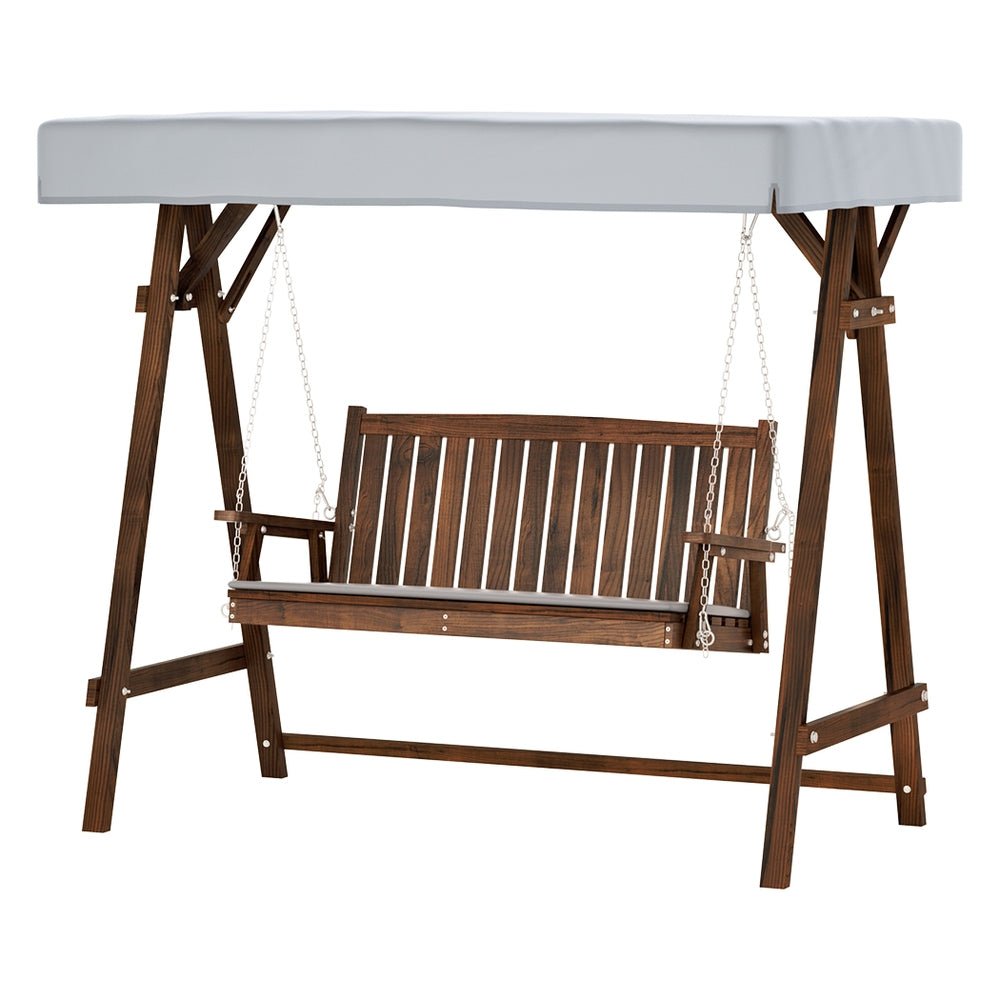 Wooden Swing Chair Garden Bench Canopy 3 Seater Outdoor Furniture - Outdoorium