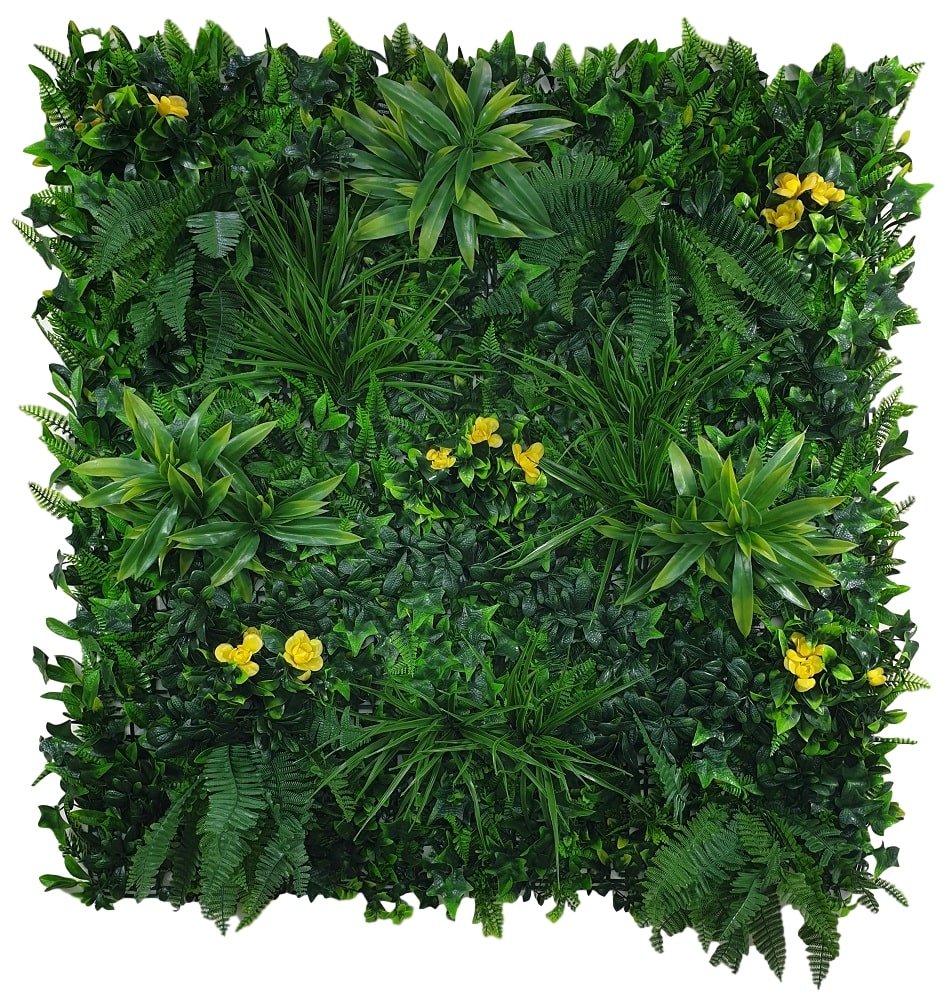 Yellow Rose Vertical Garden / Green Wall UV Resistant 100cm x 100cm - Outdoorium