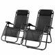 Gardeon 2PC Zero Gravity Chair Folding Outdoor Recliner Adjustable Sun Lounge Camping Black | Outdoorium
