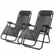 Gardeon 2PC Zero Gravity Chair Folding Outdoor Recliner Adjustable Sun Lounge Camping Grey | Outdoorium